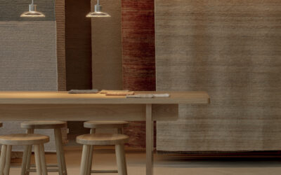 Tramoyas teatrales para alfombras artesanas en una antigua nave industrial